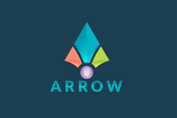 vector arrow logo design. colorful arrow in 3 dimensional graphic design illustration