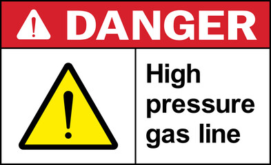 High pressure gas line danger sign. Pipeline warning signs and symbols.