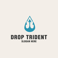 Drop trident logo template on monogram style - obrazy, fototapety, plakaty