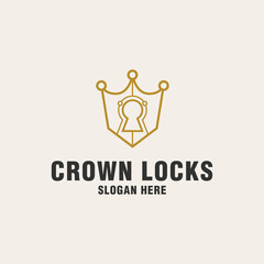 Crown locks logo template on monogram style