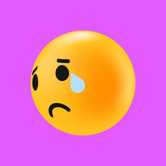 Sad Emotion. Isolated Icon. Crying Face. Reactions for Messaging in Social Media. Vector illustration