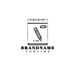 cute block notes logo cartoon icon design template black isolated vector illustration