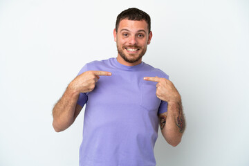 Young Brazilian man isolated on white background with surprise facial expression