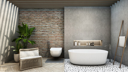 Bathroom design Loft Cozy- 3D render
