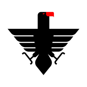 Eagle symbol. Black bird of prey sign. Hawk logo