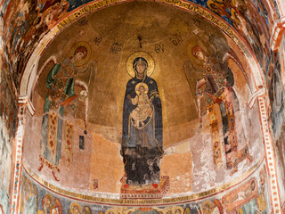 Virgin mosaic inside Cathedral of the Virgin in Gelati monastery