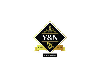 Letter YN Logo, Luxury yn y&n Logo Icon Vector Image For luxury hair salon, hair salon, vintage salon, barber and beauty hair salon shop - obrazy, fototapety, plakaty