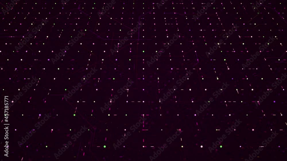 Poster moving points and circuits in motherboard. animation. beautiful chip with moving lines and dots. cir