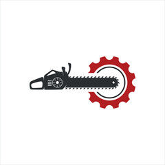 Simple chainsaw vector logo template