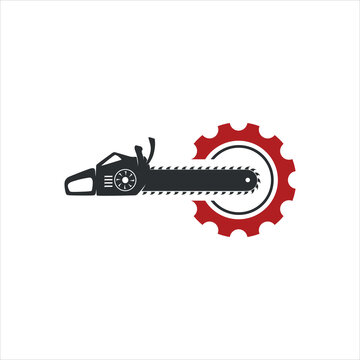 Simple chainsaw vector logo template