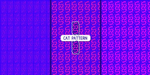 Patrón de gatos en tres versiones