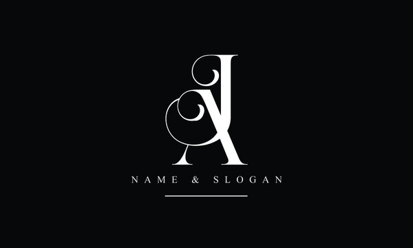AJ, JA, A, J abstract letters logo monogram