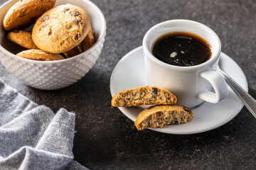 Coffee cup and sweet cookies.