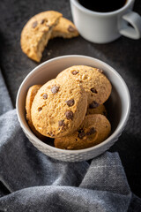 Sweet chocolate cookies. Tasty biscuits.
