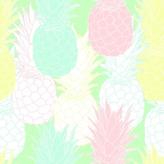 Pineapple in paste color seamless pattern