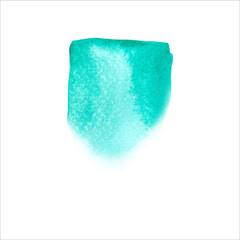 sea blue watercolor stain brush on white background