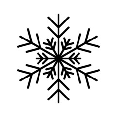 Simple snowflake of black lines. Festive decoration for New Year and Christmas