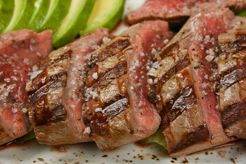 Grilled beef steak sliced to serve