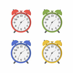 set of alarm clocks, vector illustration isolated on white background