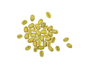 Green coffee beans isolated