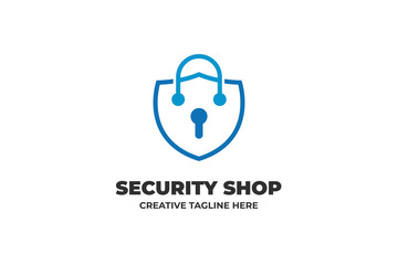 Security Insurance Padlock Monoline Logo