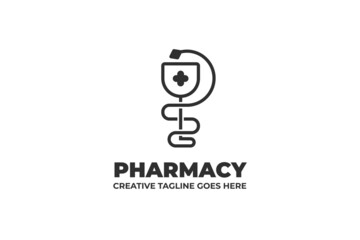 Pharmaceutical Drugstore Snake Monoline Logo