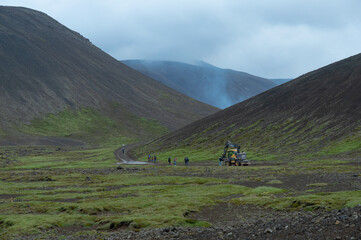 hiking in the mountains