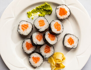 sushi on a white plate