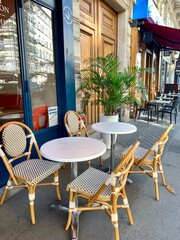 table and chairs in cafe