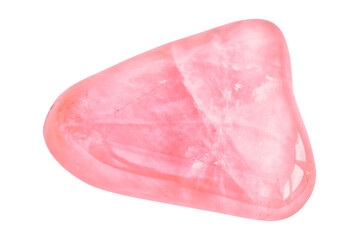 Rose (pale pink) quartz gemstone, isolated on white