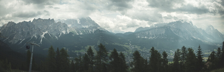 Cortina D'Ampezzo Bellissia Panoramic with the background of the Italian Alps
