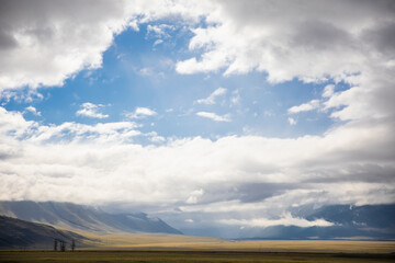 Kuray steppe surrounded by Altai mountains