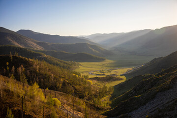 Altai pass Chike-Taman at sunset