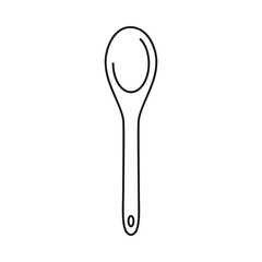 Wooden mixing spoon for baking in vector icon
