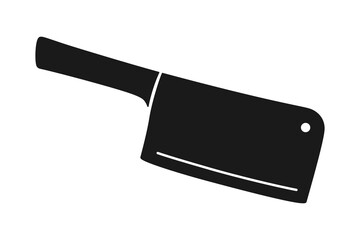 Kitchen butcher knife or meat cleaver in vector icon