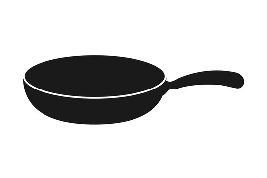 Frying pan or frypan in silhouette vector icon