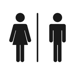 Washroom or restroom toilet sign with men and women in vector symbol