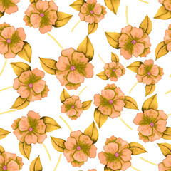 Watercolor seamless pattern with flowers. Vintage floral pattern. Flower seamless pattern. Botanical art. Floral botanical collection. Wedding floral set. Watercolor botanical design.	