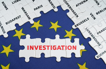 The EU flag has city name puzzles and puzzles with the words - Investigation