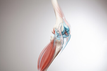Knee bone and muscles pain, human leg anatomy illustration