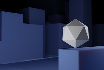 3d beautifully rendered abstract object with white  diamond on a maze