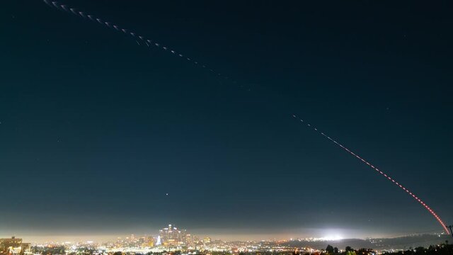 Time lapse of SpaceX Falcon 9 rocket launched from Vandenberg AFB in California on September 13th, 2021