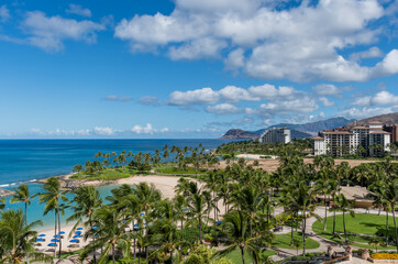 Naklejka na ściany i meble Scenic panoramic west Oahu vista, Hawaii