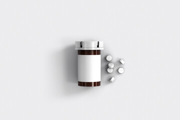 Plastic bottle for pills mockup. 3d rendering