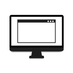 Computer monitor Isolated on white background. Open blank browser. Simple, flat style. Graphic vector illustration.