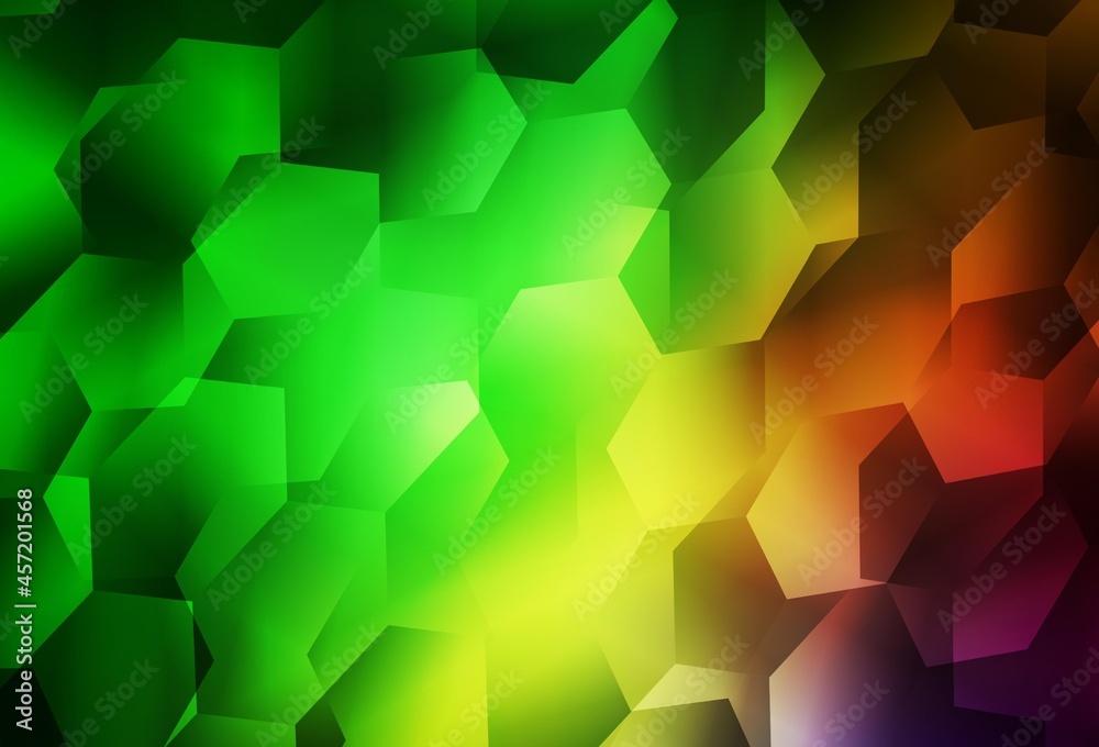 Wall mural light green, red vector template in hexagonal style.