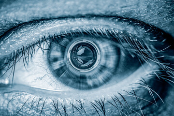 Digital human eye close up. Cyborg eye.