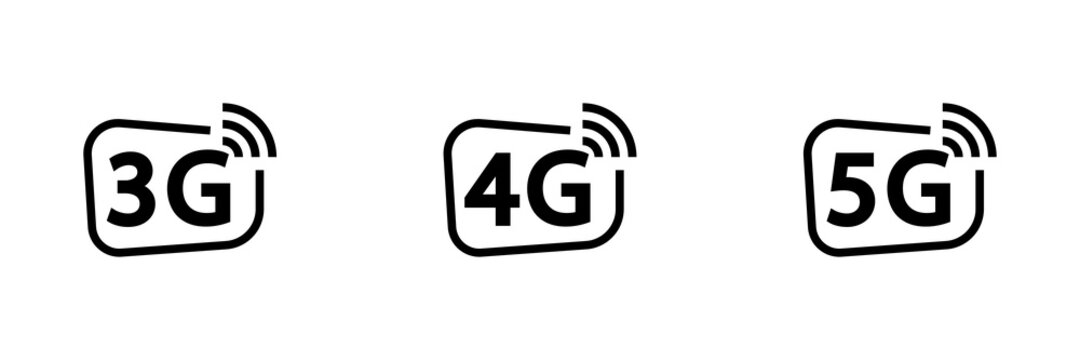 Conjunto de icono de red 3G, 4G, 5G. Nueva generación de tecnología de telecomunicaciones móviles inalámbricas. Internet. Ilustración vectorial