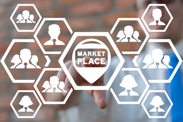 Concept of market place. Shopping online technology. Internet business e-commerce. Marketplace.