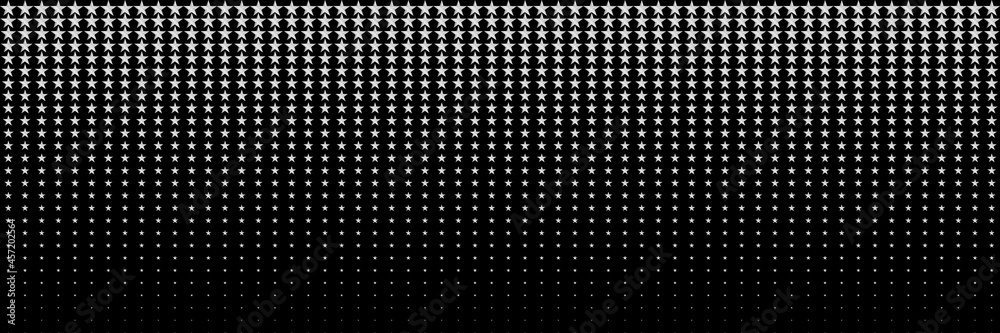 Poster horizontal silver blended star on black for pattern and background